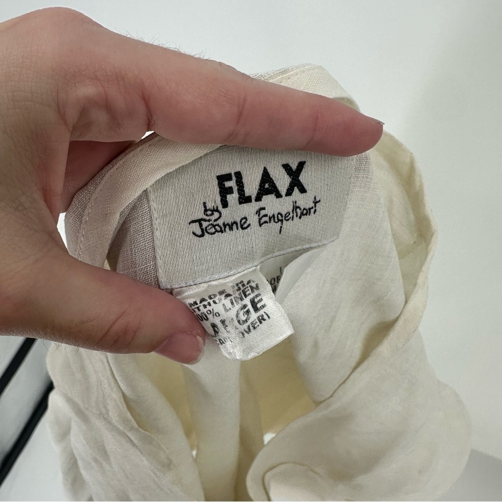 Flax Linen Lagenlook Oversized Boxy Top Size Large White Natural Style - Picture 3 of 6
